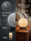 Luminária De Mesa Lua 3d Premium 10cm Estrutura Blindada Sem Fio