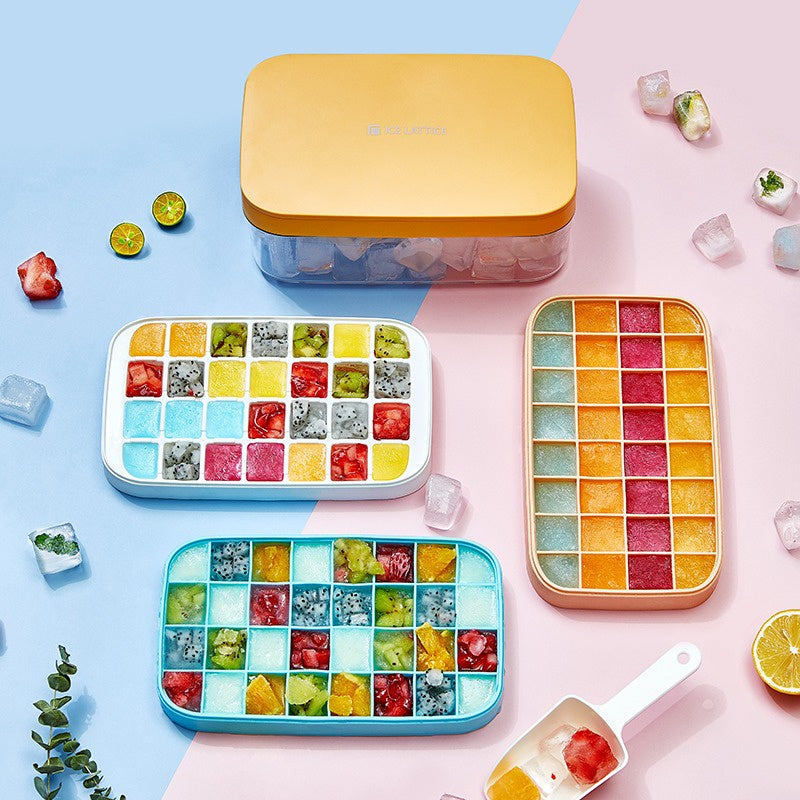 Bandeja Gelo Silicone Com Armazenamento E Tampa 36 Cubos