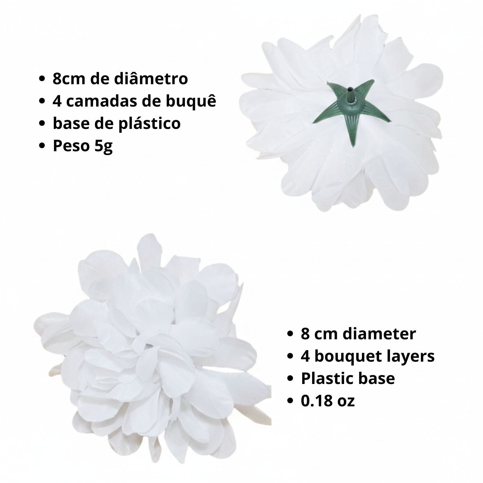 Saco 50 Botões De Flor Artificial Crisântemo Branco Para Decoração Casamento, Igrejas, Aniversários - UN / 50