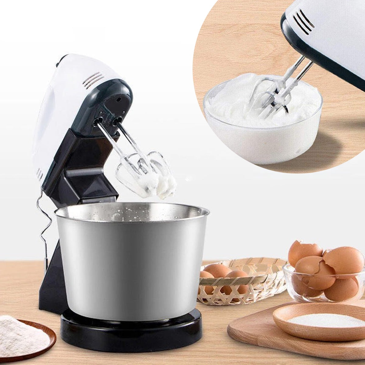 Batedeira De Bolo Tigela Prática Cozinha 7 Velocidades 2 Litros 300w