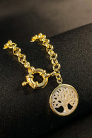 Pulseira Dourada Com Pingente árvore Da Vida Banhado Em Ouro 18k Cor:dourado
