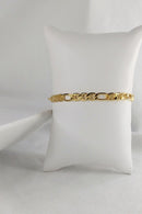 Pulseira Corrente Com Elo Sequenciado Banhado Em Ouro 18k Masculina Cor:dourado