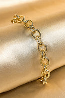Pulseira Com Elo Oval Médio Banhados Em Ouro 18k Cor:dourado