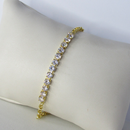 Pulseira Elos Redondos Com Faixa De Zircônia Banhado Em Ouro 18k Cor:dourado