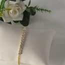 Pulseira Elos Redondos Com Faixa De Zircônia Banhado Em Ouro 18k Cor:dourado