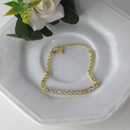 Pulseira Elos Redondos Com Faixa De Zircônia Banhado Em Ouro 18k Cor:dourado