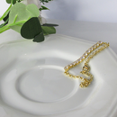 Pulseira Elos Redondos Com Faixa De Zircônia Banhado Em Ouro 18k Cor:dourado