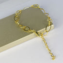 Pulseira Com Elos Ovais Intercalados Com Elos De Corações Banhado Em Ouro 18k Cor:dourado