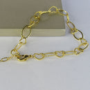 Pulseira Com Elos Ovais Intercalados Com Elos De Corações Banhado Em Ouro 18k Cor:dourado