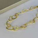 Pulseira Com Elos Ovais Intercalados Com Elos De Corações Banhado Em Ouro 18k Cor:dourado