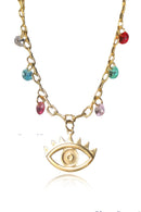 Pulseira Olho Grego Com Zircônias Coloridas Banhado Em Ouro 18k Cor:dourado