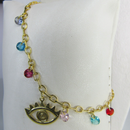 Pulseira Olho Grego Com Zircônias Coloridas Banhado Em Ouro 18k Cor:dourado