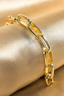 Pulseira De Elos Intercalados Grandes Banhados A Ouro 18k Cor:dourado