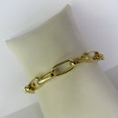 Pulseira De Elos Intercalados Grandes Banhados A Ouro 18k Cor:dourado