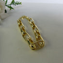 Pulseira De Elos Intercalados Grandes Banhados A Ouro 18k Cor:dourado