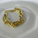 Pulseira De Elos Intercalados Grandes Banhados A Ouro 18k Cor:dourado