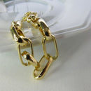 Pulseira De Elos Intercalados Grandes Banhados A Ouro 18k Cor:dourado