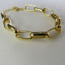 Pulseira De Elos Intercalados Grandes Banhados A Ouro 18k Cor:dourado