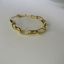 Pulseira De Elos Intercalados Grandes Banhados A Ouro 18k Cor:dourado