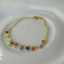 Pulseira Infantil De Pedrinhas Coloridas Banhado A Ouro 18k Cor:dourado