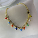 Pulseira Infantil De Pedrinhas Coloridas Banhado A Ouro 18k Cor:dourado