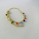 Pulseira Infantil De Pedrinhas Coloridas Banhado A Ouro 18k Cor:dourado