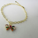 Pulseira Com Laço De Zircônias Coloridas Banhado Em Ouro 18k Cor:dourado