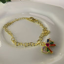 Pulseira Com Laço De Zircônias Coloridas Banhado Em Ouro 18k Cor:dourado