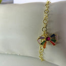Pulseira Com Laço De Zircônias Coloridas Banhado Em Ouro 18k Cor:dourado