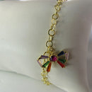 Pulseira Com Laço De Zircônias Coloridas Banhado Em Ouro 18k Cor:dourado