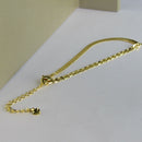 Pulseira Meia Fita Meia Corrente Banhado Em Ouro 18k Cor:dourado