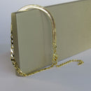 Pulseira Meia Fita Meia Corrente Banhado Em Ouro 18k Cor:dourado