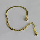 Pulseira Meia Fita Meia Corrente Banhado Em Ouro 18k Cor:dourado