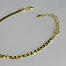 Pulseira Meia Fita Meia Corrente Banhado Em Ouro 18k Cor:dourado