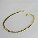 Pulseira Meia Fita Meia Corrente Banhado Em Ouro 18k Cor:dourado