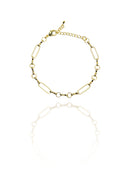 Pulseira Com Elo Ovalado E Elo Em Circulo Banhado Em Ouro 18k Cor:dourado