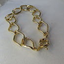 Pulseira Elo Losango Com Fecho Boia Banhado Em Ouro 18k Cor:dourado