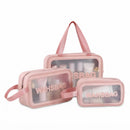 Conjunto Kit 3 Bolsas Necessaire Transparente Cor:preto
