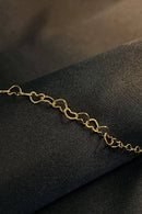 Tornozeleira Com Corrente De Corações Pequenos Banhado Em Ouro 18k Cor:dourado