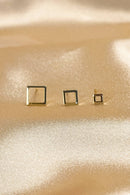 Trio De Brincos Quadrados Banhado Em Ouro 18k Cor:dourado