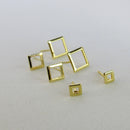 Trio De Brincos Quadrados Banhado Em Ouro 18k Cor:dourado