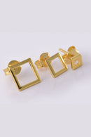 Trio De Brincos Quadrados Banhado Em Ouro 18k Cor:dourado