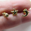 Trio De Brincos Marinhos Banhado Em Ouro 18k Cor:dourado