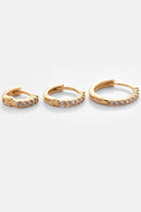 Trio De Brincos De Argolinha Fino Banhado Em Ouro 18k Cor:dourado