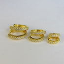 Trio De Brincos De Argolinha Com Fio Lateral Banhado Em Ouro 18k Cor:dourado