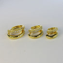 Trio De Brincos De Argolinha Com Fio Lateral Banhado Em Ouro 18k Cor:dourado