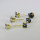 Trio De Zircônia Quadrada Lavanda Banhado Em Ouro 18k Cor:dourado