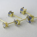 Trio De Zircônia Quadrada Lavanda Banhado Em Ouro 18k Cor:dourado