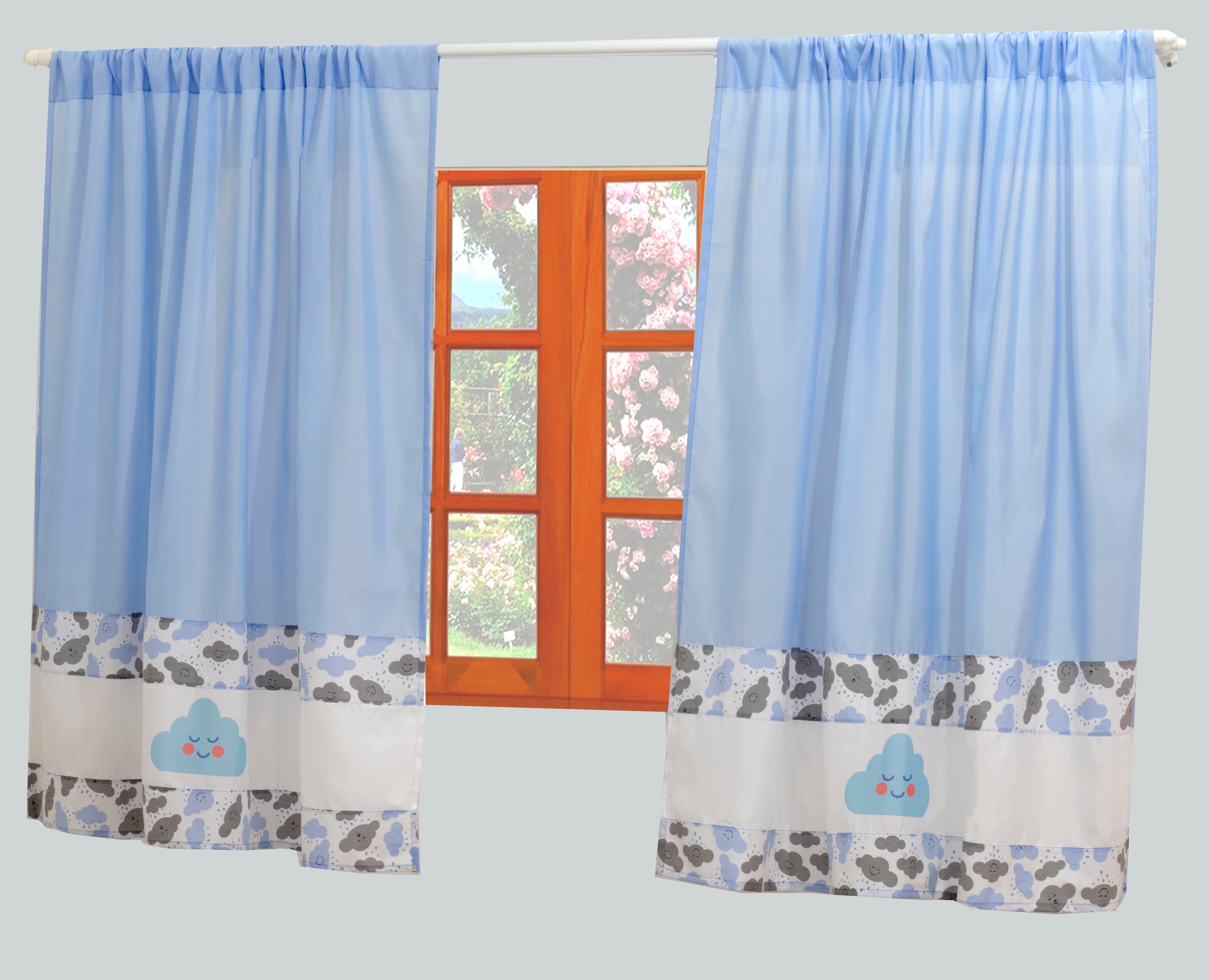 Cortina Infantil Nuvem 2,00m X 1,70m Azul