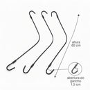 Kit 3 Cabos Extensor Ganchos Preto Suporte Vasos Grande 60cm